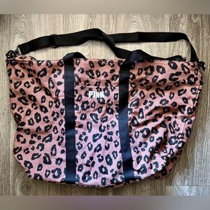 PINK Victoria's Secret Leopard Print Women's Duffel Bag - Dusty Rose and Black